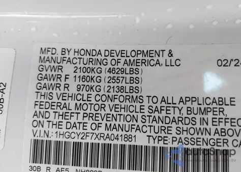 2024 Honda Accord Hybrid Sport-L из США, поврежденный, VIN 1HGCY2F7XRA041881